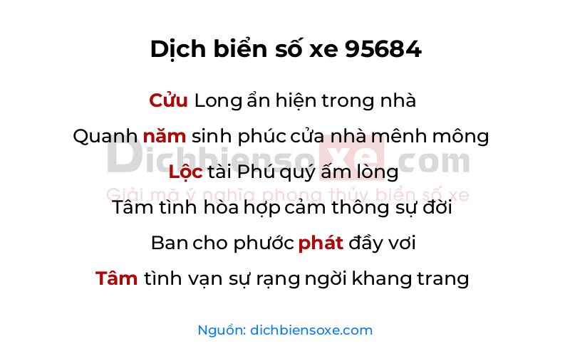 Dịch thơ biển số 95684