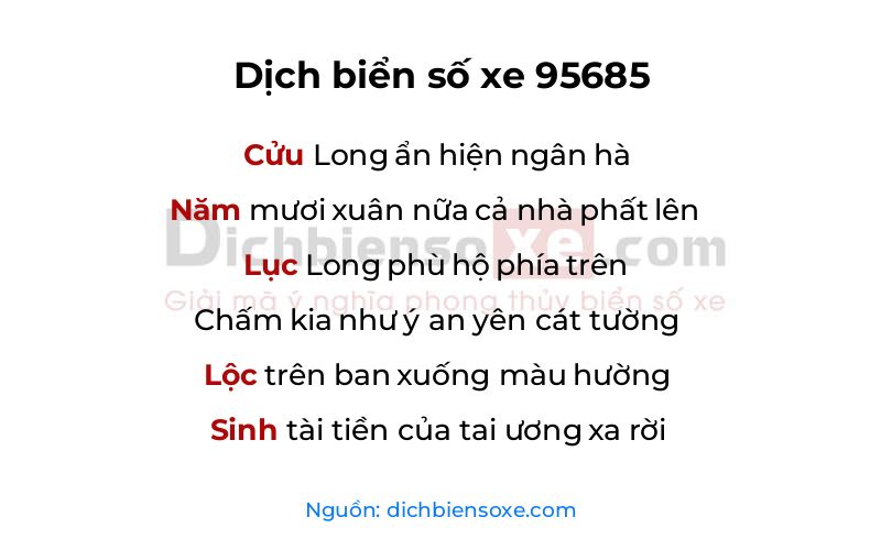 Dịch thơ biển số 95685