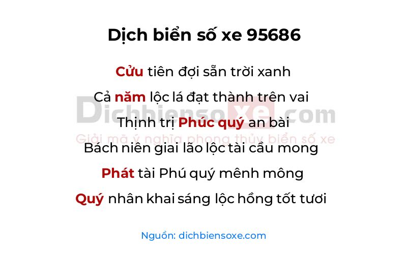 Dịch thơ biển số 95686
