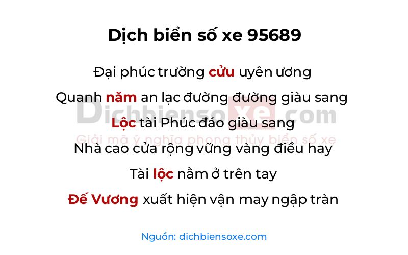 Dịch thơ biển số 95689