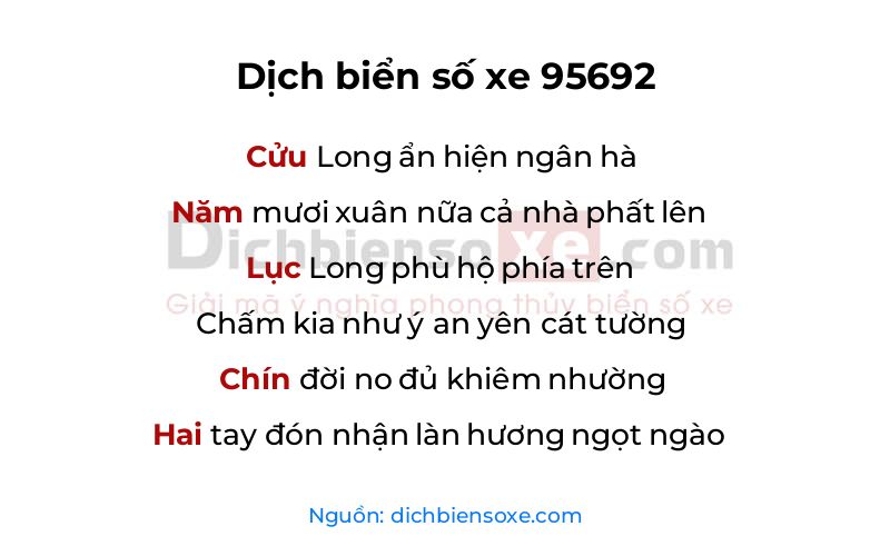 Dịch thơ biển số 95692