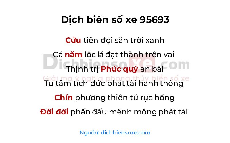 Dịch thơ biển số 95693