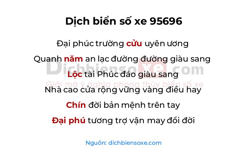 Dịch thơ biển số 95696