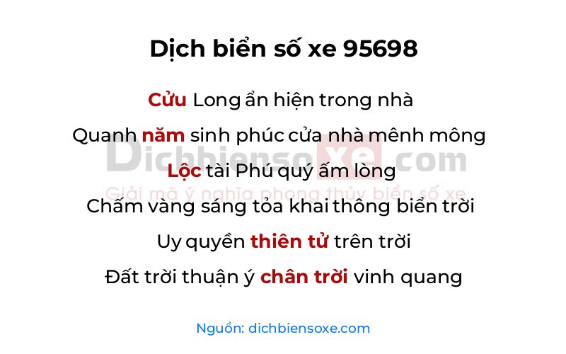 Dịch thơ biển số 95698
