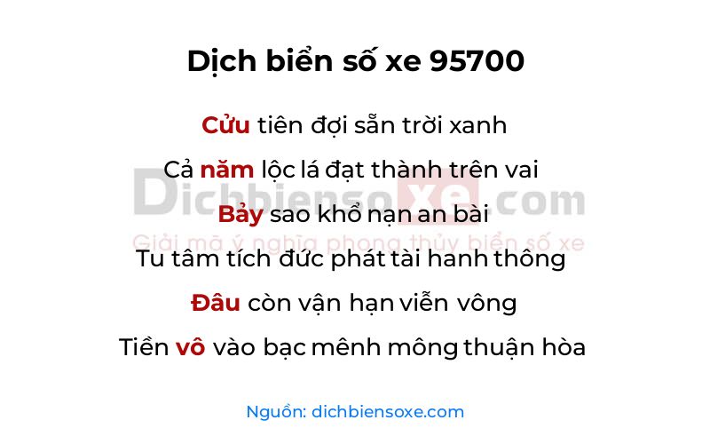 Dịch thơ biển số 95700