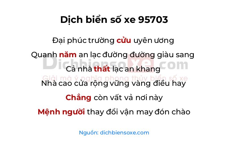 Dịch thơ biển số 95703