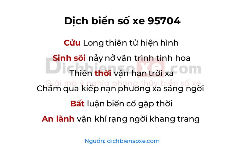 Dịch thơ biển số 95704