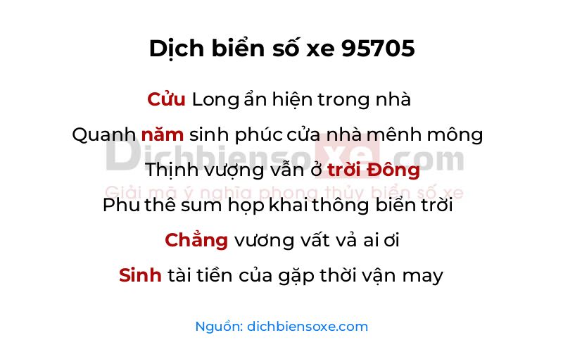 Dịch thơ biển số 95705