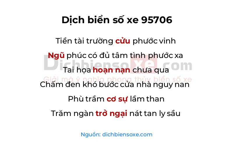 Dịch thơ biển số 95706