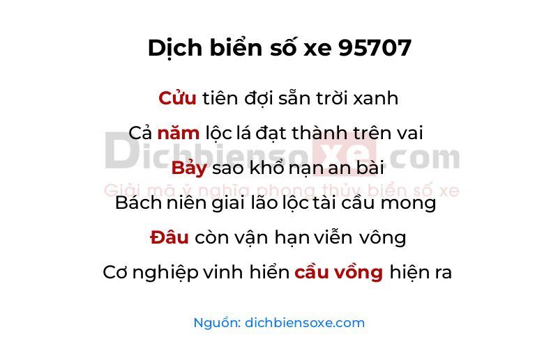 Dịch thơ biển số 95707
