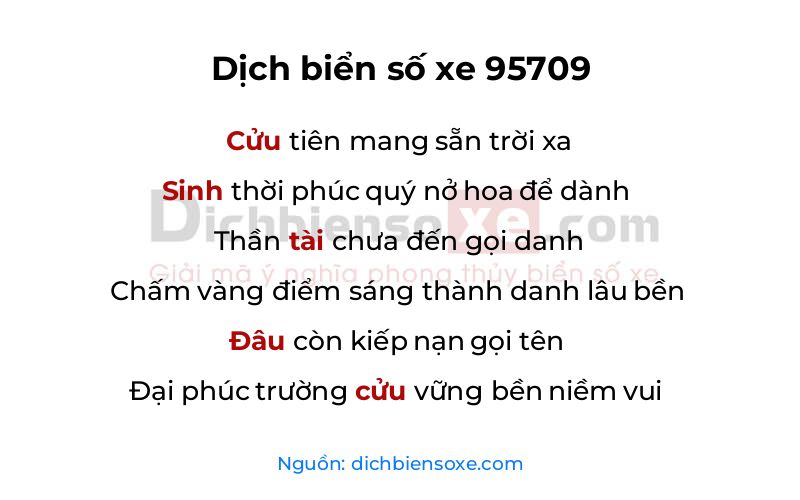 Dịch thơ biển số 95709