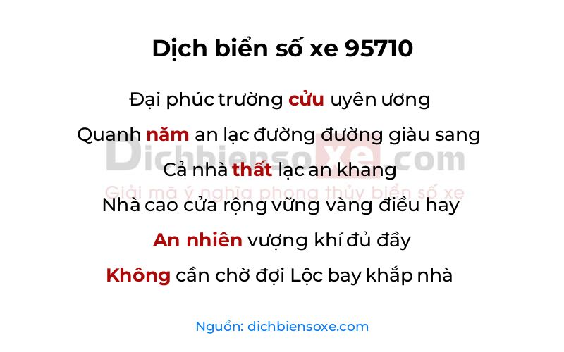 Dịch thơ biển số 95710