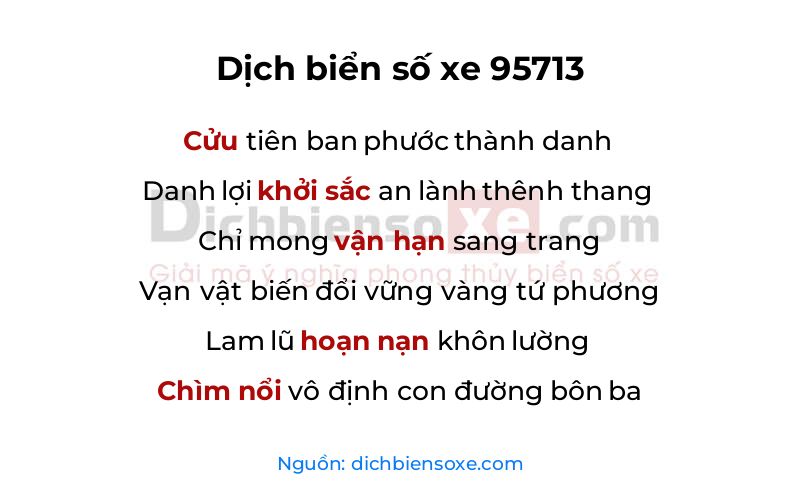 Dịch thơ biển số 95713