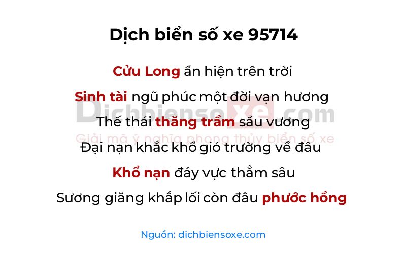 Dịch thơ biển số 95714