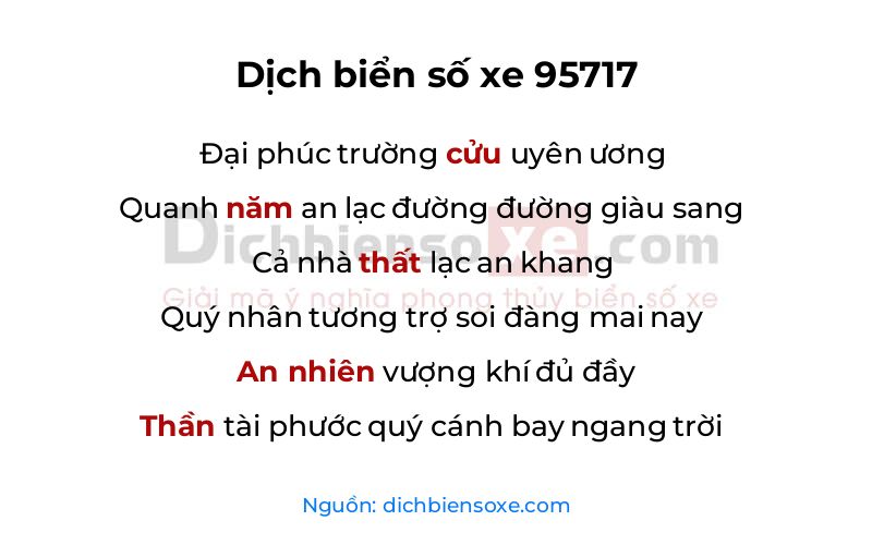 Dịch thơ biển số 95717