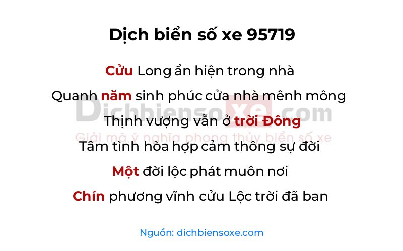 Dịch thơ biển số 95719