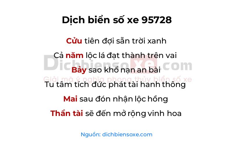 Dịch thơ biển số 95728