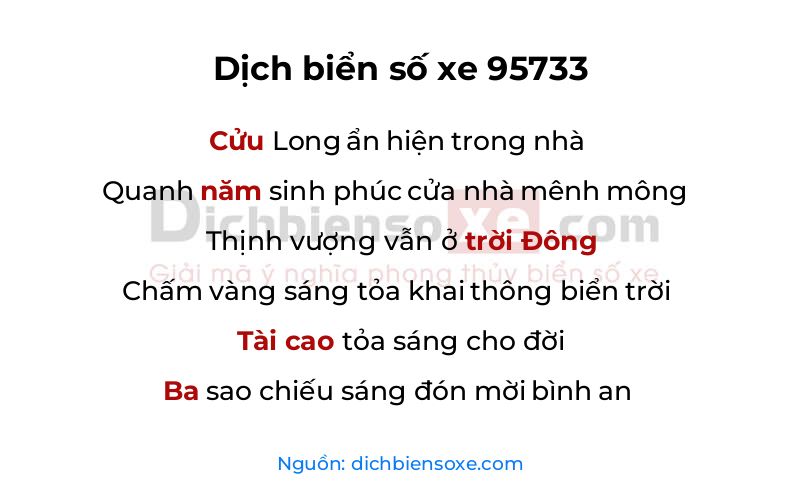 Dịch thơ biển số 95733