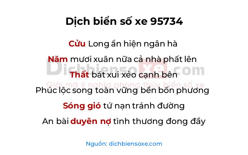 Dịch thơ biển số 95734
