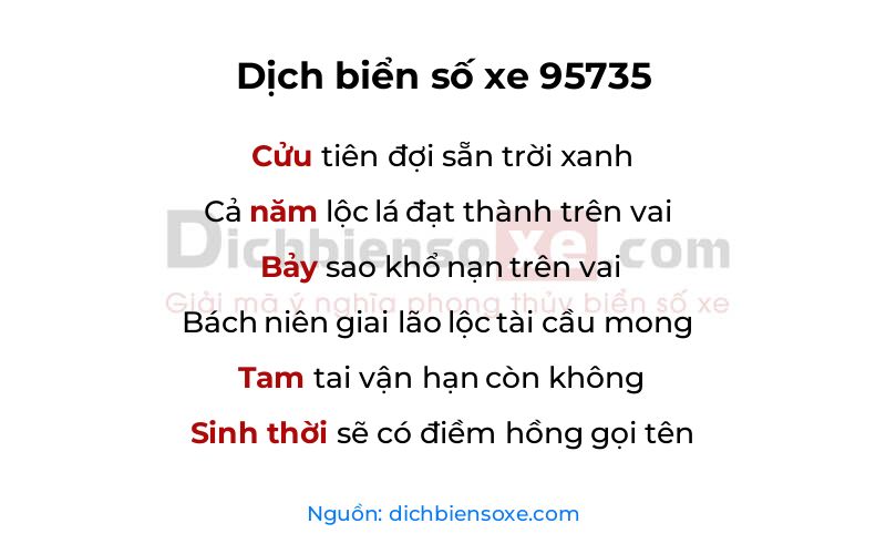 Dịch thơ biển số 95735