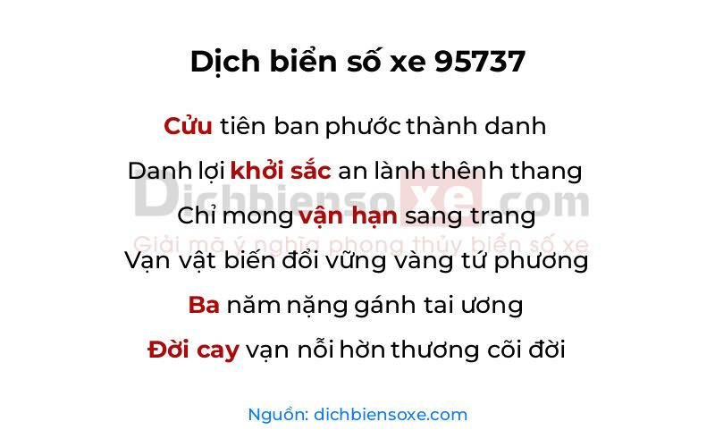 Dịch thơ biển số 95737