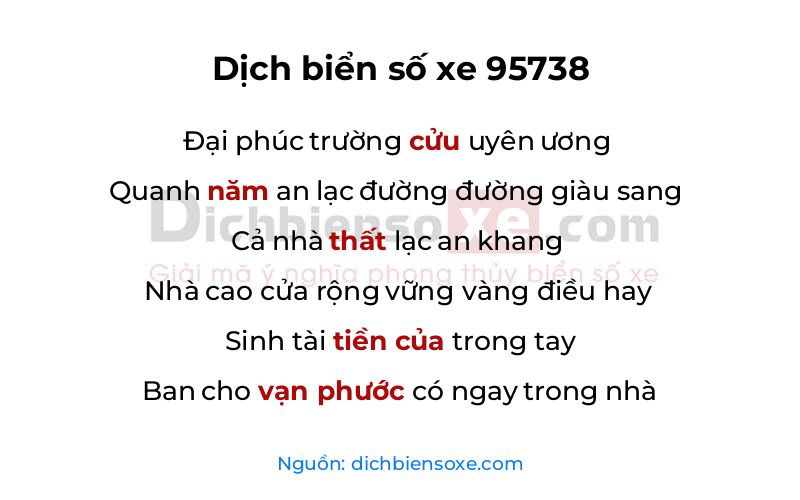 Dịch thơ biển số 95738