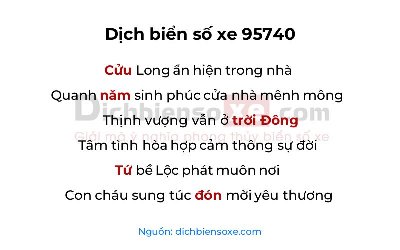 Dịch thơ biển số 95740