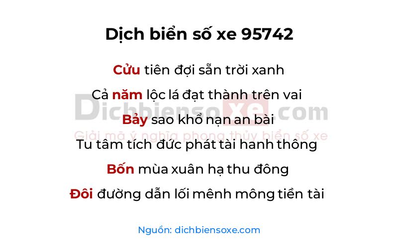 Dịch thơ biển số 95742