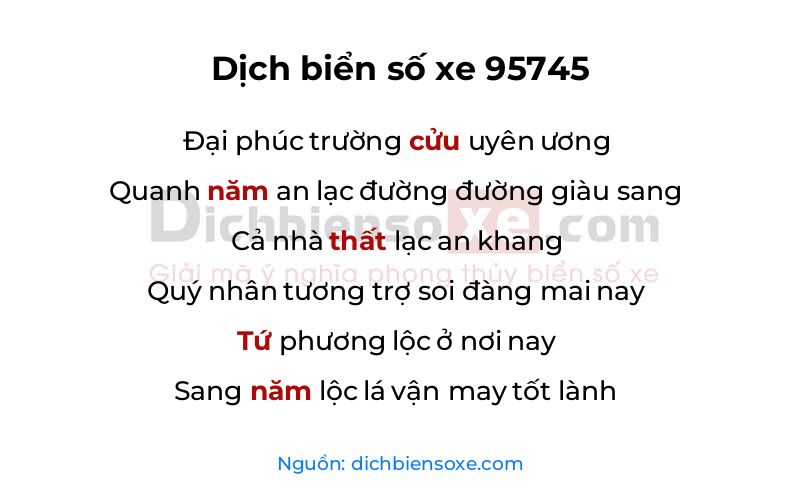 Dịch thơ biển số 95745