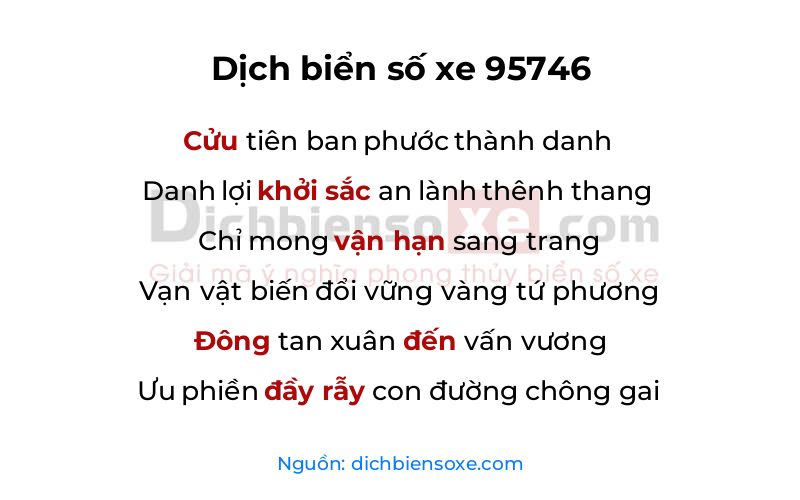 Dịch thơ biển số 95746