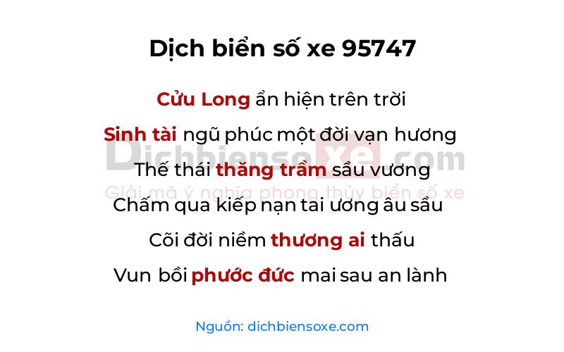 Dịch thơ biển số 95747