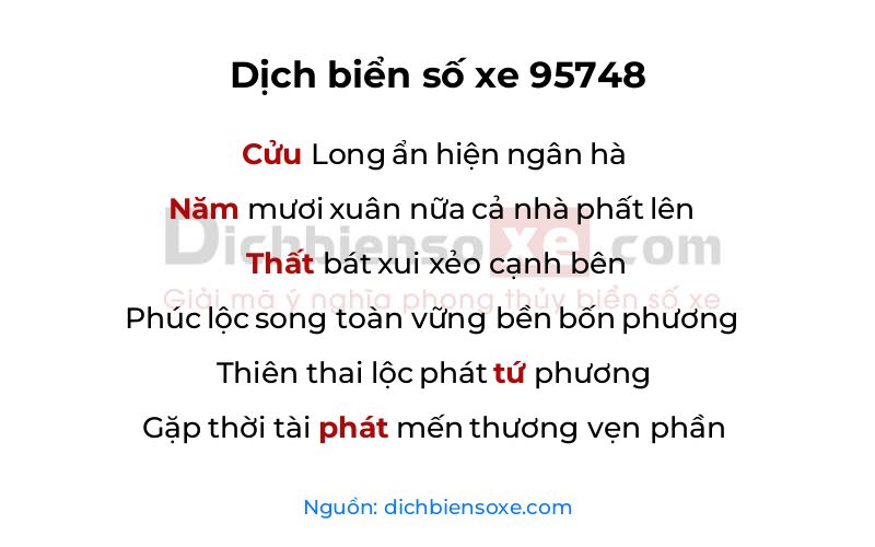 Dịch thơ biển số 95748