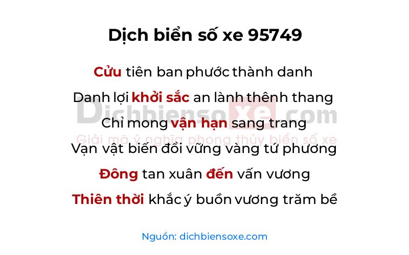 Dịch thơ biển số 95749