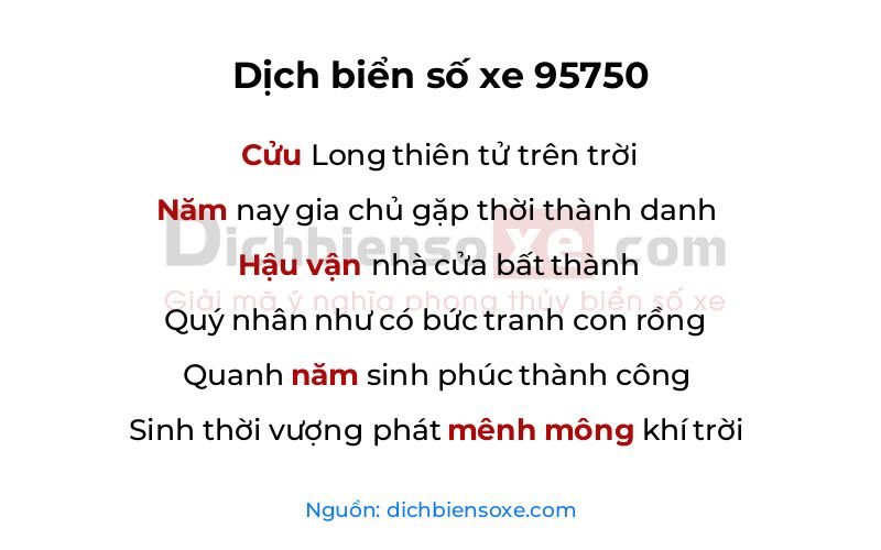 Dịch thơ biển số 95750