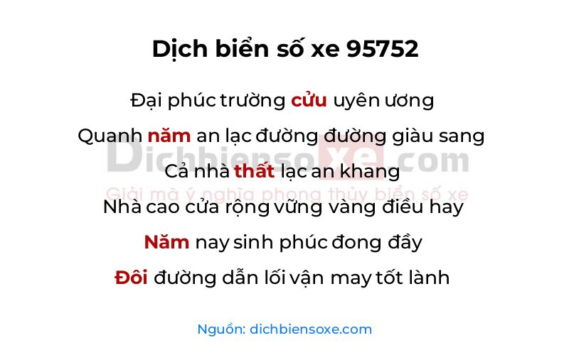 Dịch thơ biển số 95752