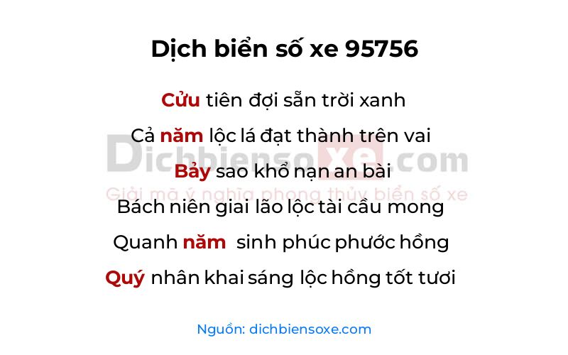 Dịch thơ biển số 95756