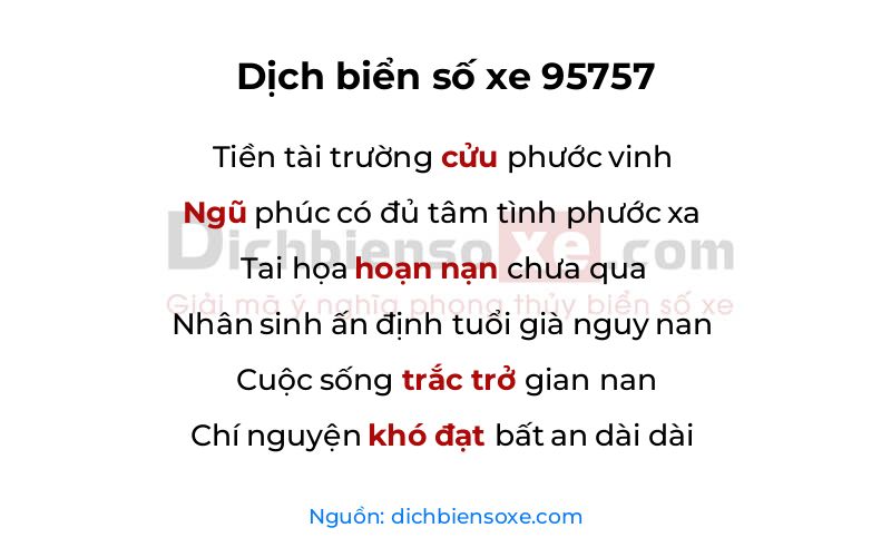 Dịch thơ biển số 95757
