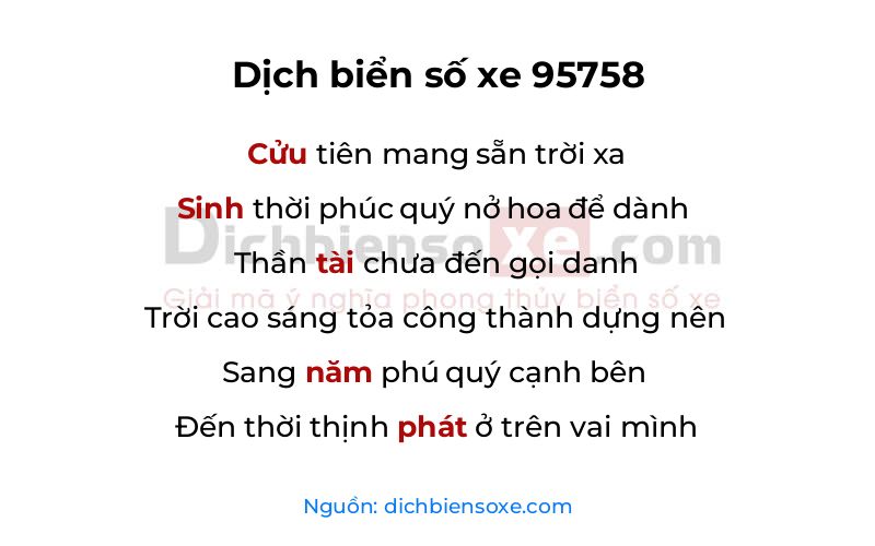 Dịch thơ biển số 95758