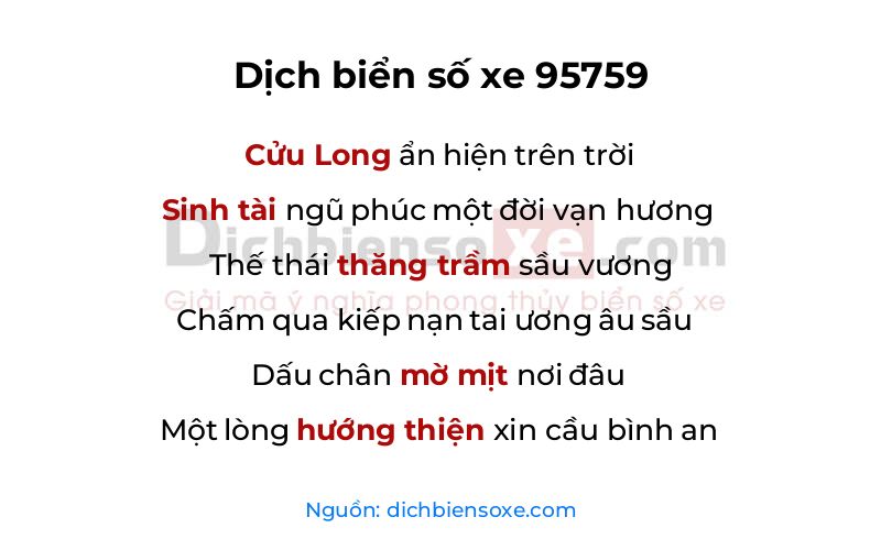 Dịch thơ biển số 95759