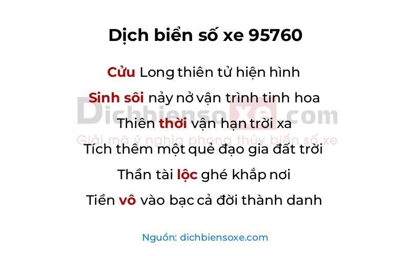 Dịch thơ biển số 95760