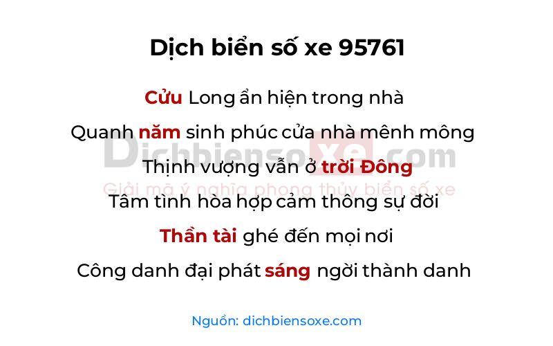 Dịch thơ biển số 95761