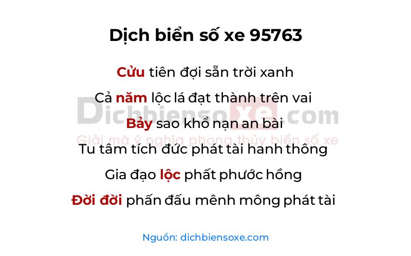 Dịch thơ biển số 95763