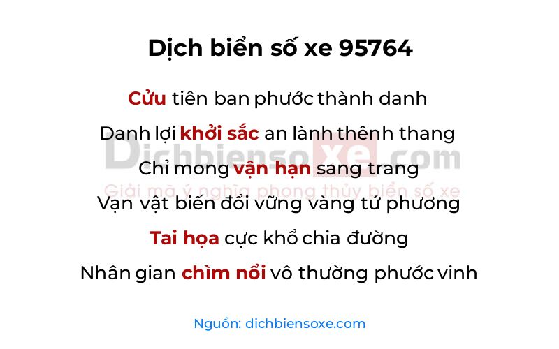 Dịch thơ biển số 95764