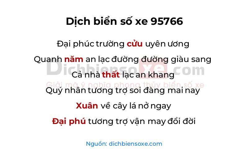 Dịch thơ biển số 95766