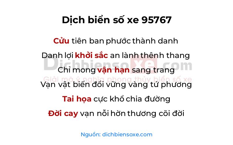 Dịch thơ biển số 95767