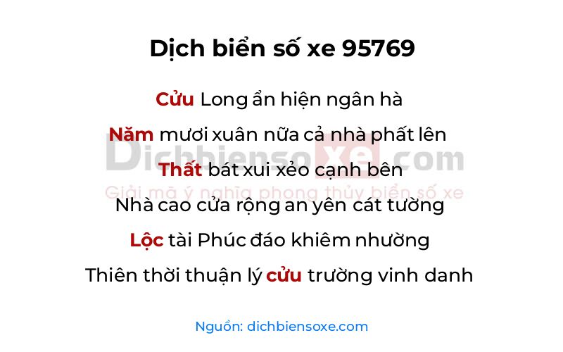 Dịch thơ biển số 95769