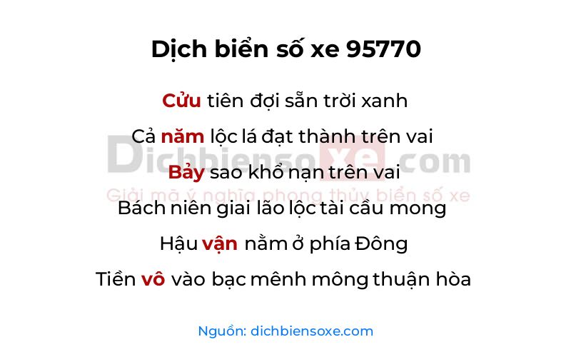 Dịch thơ biển số 95770