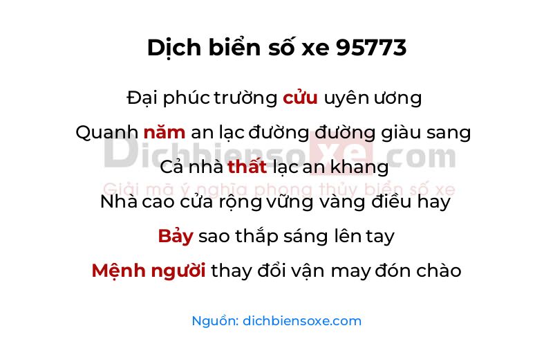 Dịch thơ biển số 95773