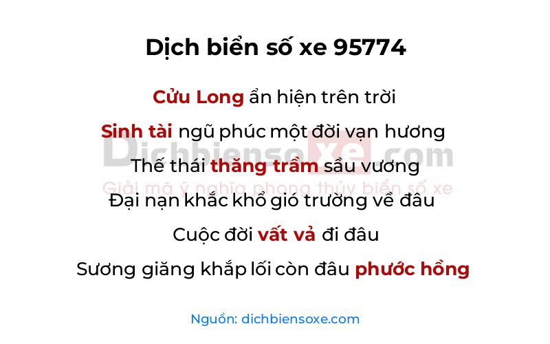 Dịch thơ biển số 95774
