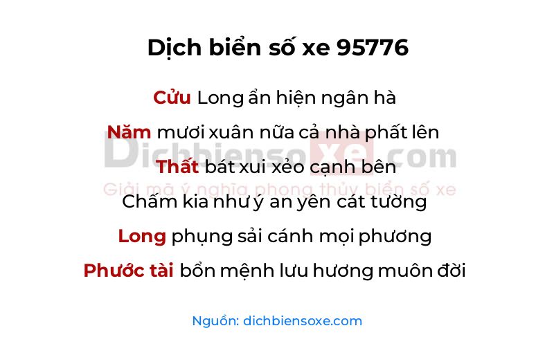 Dịch thơ biển số 95776